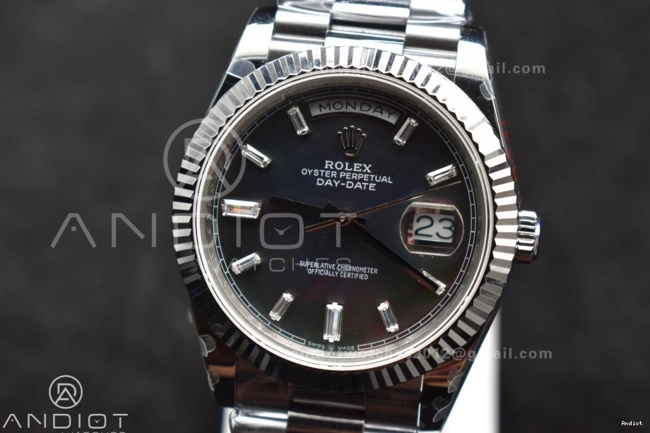 A2836 40 Weight) GMF Steel (Gain on Crystal President V3 Black Dial 904L Bracelet SS DayDate 0220